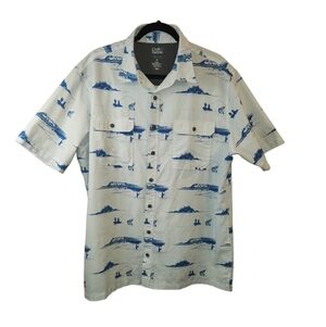 Croft & Barrow Men's Fishing Scene Quick Dry Short Sleeve Shirt Size XL